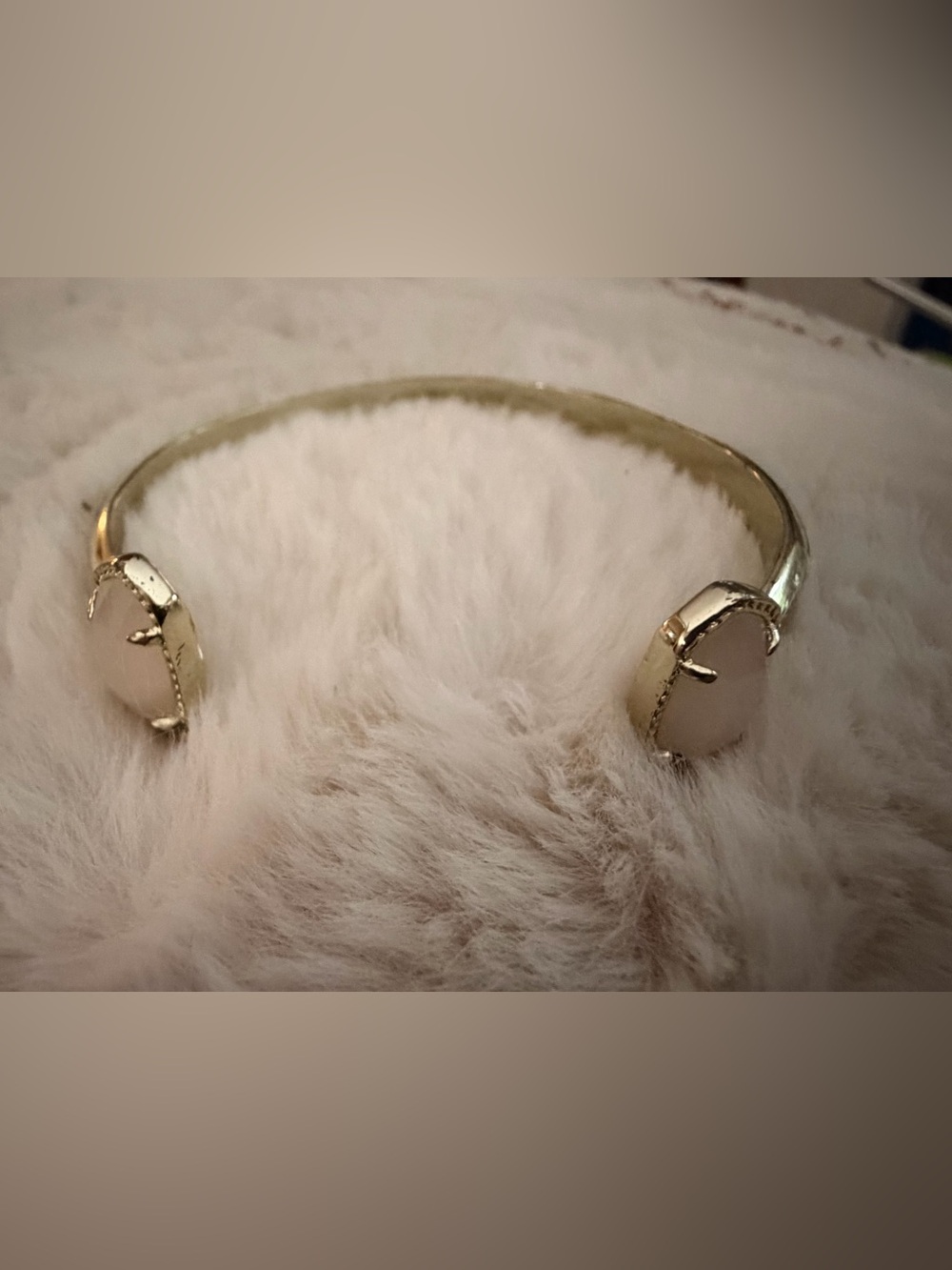 Kendra Scott Gold Open Cuff Bracelet with Pale Pink Stones
